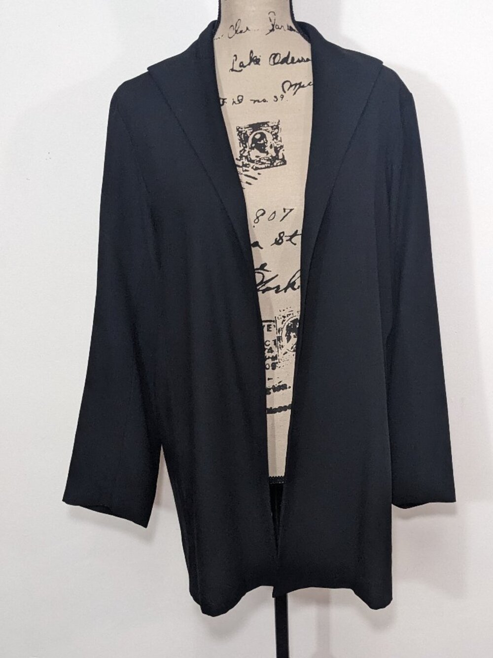 Eileen Fisher Womens Wool Jacket Blazer Cardigan Open Front Lined Size L
